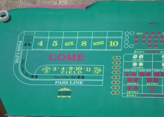  Golden Nugget Casino Las Vegas authentic Craps Layout 14' table Felt for sale 