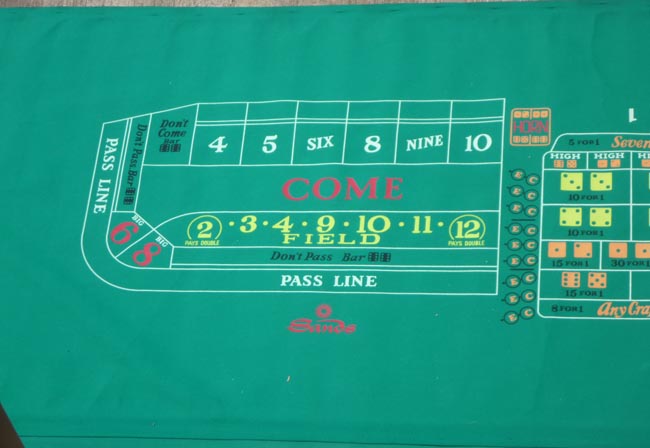  Sands Casino Las Vegas authentic Craps Layout table Felt for sale 