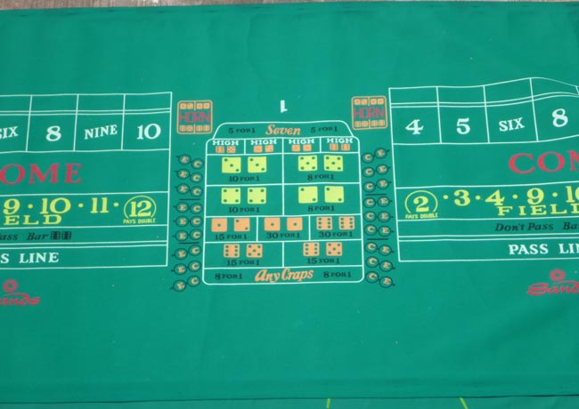  Sands Casino Las Vegas authentic Craps Layout table Felt for sale 