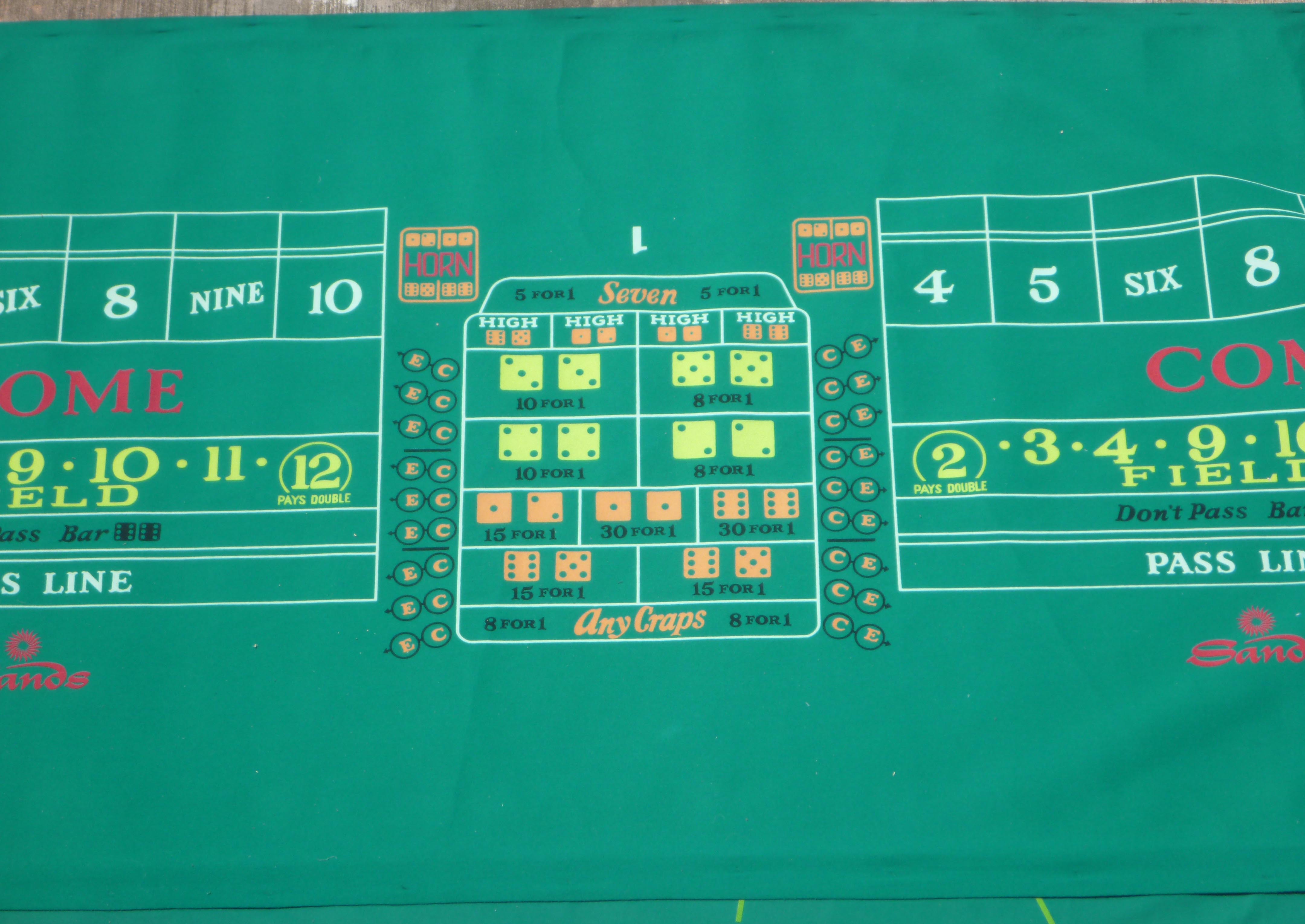 Sands Casino Las Vegas authentic Craps Layout table Felt for sale