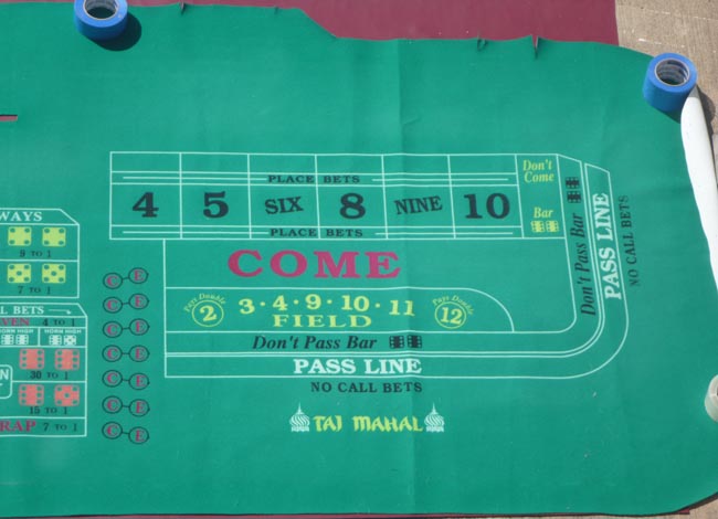  Taj Mahal Trump Atlantic City Casino authentic Craps Layout Table Felt for sale 